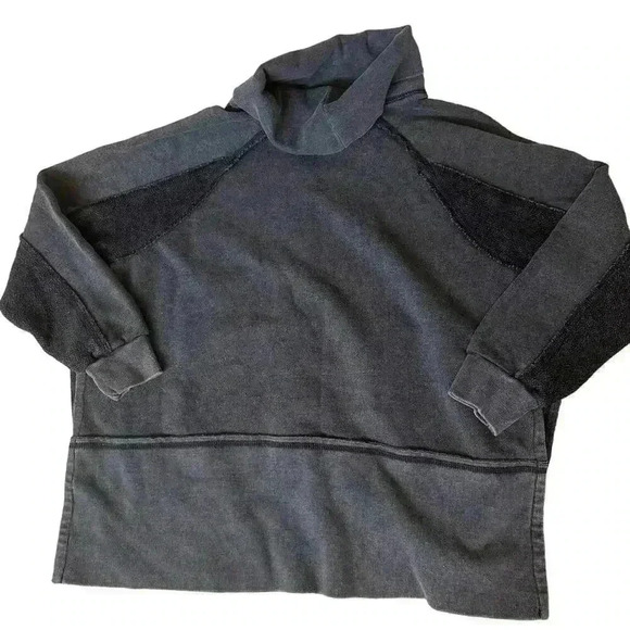 Free People Movement Last Chance Pullover Sweatshirt Black Oversized Size Small - Picture 2 of 6